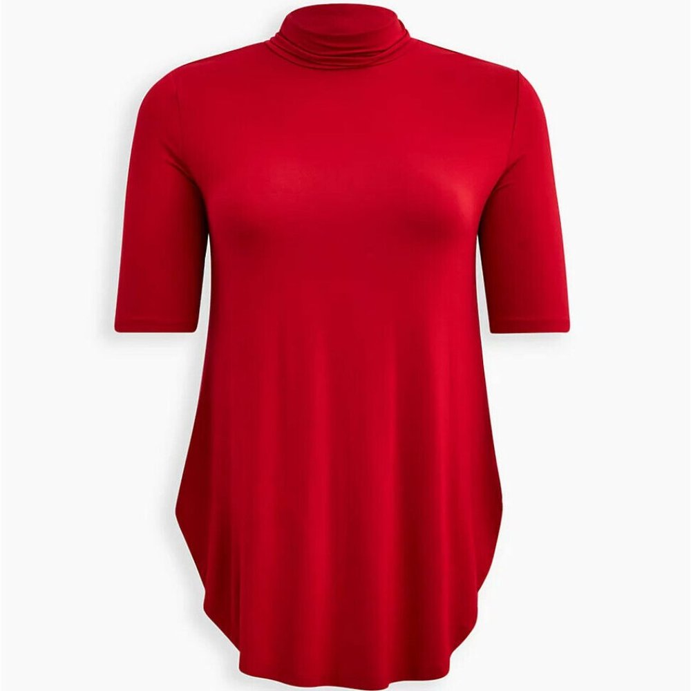 Torrid 3X (3) Red Tunic Super Soft Turtleneck Shirttail Top